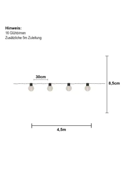 LED Outdoor-Lichterkette ,Partaj, Netzbetrieb, 16 LEDs, klar, warmwe