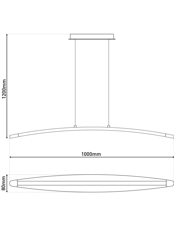 LED Pendelleuchte "SURF" in chrome - (L)100 cm x (B)8 cm x (H)120 cm - EEK G