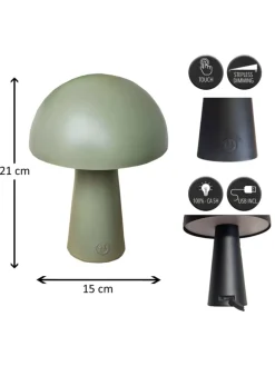 LED Pilz Tischlampe dimmbar Touch Farbwechsler IP44 Innen Außen 15x21cm Grün