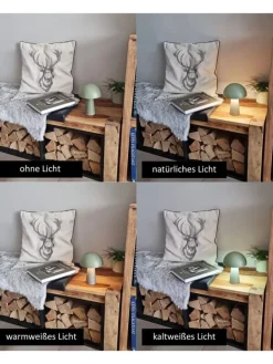 LED Pilz Tischlampe dimmbar Touch Farbwechsler IP44 Innen Außen 15x21cm Grün