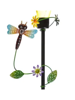 LED Solar Gartenstecker Libelle Deko Gartenspieß H: 84cm in bunt