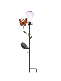 LED Solar Gartenstecker Schmetterling Deko Gartenspieß H: 84cm in bunt