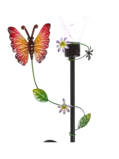 LED Solar Gartenstecker Schmetterling Deko Gartenspieß H: 84cm in bunt