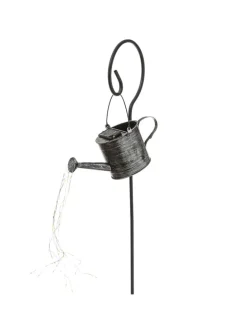 LED Solar Gießkanne mit Wasserfalleffekt H: 90cm in silber
