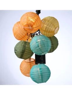 LED Solar Lichterkette 10 Lampions in bunt - L: 4,5m