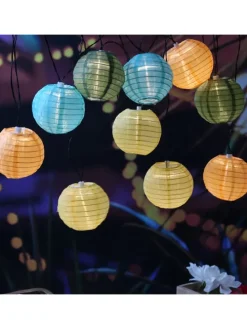 LED Solar Lichterkette 10 Lampions in bunt - L: 4,5m