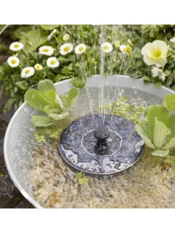 LED Solar Teichpumpe leuchtend schwimmende Fontäne D: 16cm in schwarz