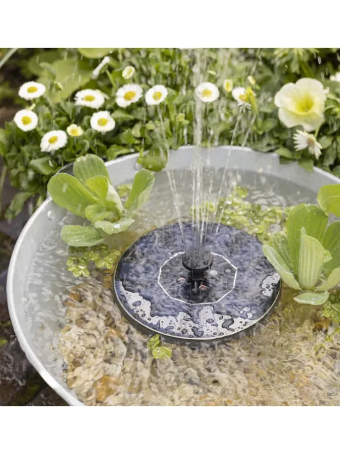 LED Solar Teichpumpe leuchtend schwimmende Fontäne D: 16cm in schwarz