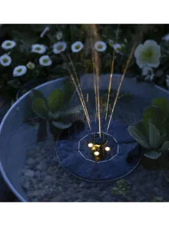 LED Solar Teichpumpe leuchtend schwimmende Fontäne D: 16cm in schwarz