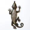 LED Solar Wanddekoration GECKO in braun - H: 72cm