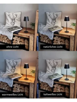 LED Tischlampe dimmbar Touch Farbwechsler IP44 Innen & Außen 36,5x11cm Schwarz