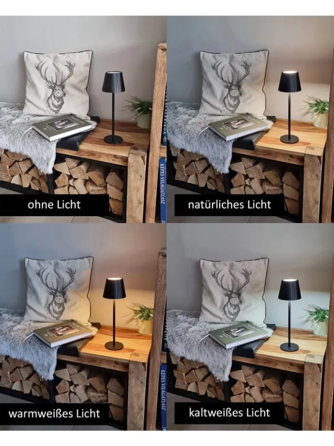 LED Tischlampe dimmbar Touch Farbwechsler IP44 Innen & Außen 36,5x11cm Schwarz