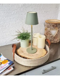 LED Tischlampe dimmbar Touch Farbwechsler IP44 Innen & Außen 36,5x11cm in Grün