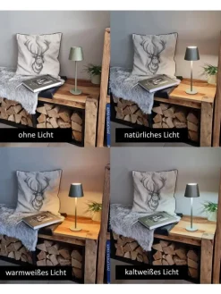 LED Tischlampe dimmbar Touch Farbwechsler IP44 Innen & Außen 36,5x11cm in Grün