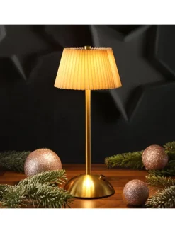 LED Tischlampe mit Schirm aufladbar dimmbar 3 Lichtfarben H: 30,5cm braun