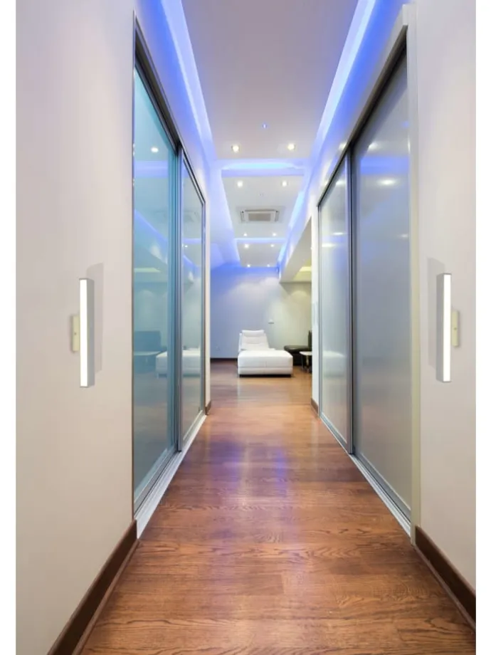 LED Wandleuchte "DUBAI" in chrome - (L)32 cm x (B)7 cm x (H)5.5 cm - EEK E