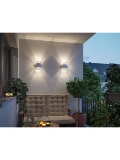 LED Wandleuchte Tharin IP44 3000K 120x104mm 2x3,7W Weiß