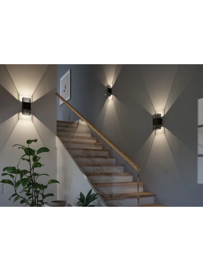 LED Wandleuchte Tharin IP44 3000K 120x104mm 2x3,7W Schwarz