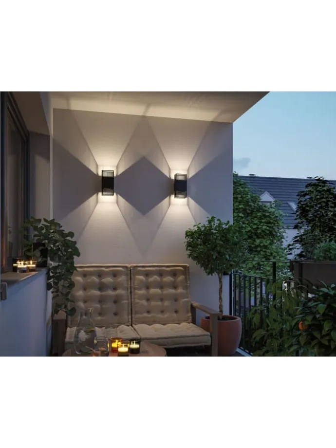 LED Wandleuchte Tharin IP44 3000K 120x104mm 2x3,7W Schwarz