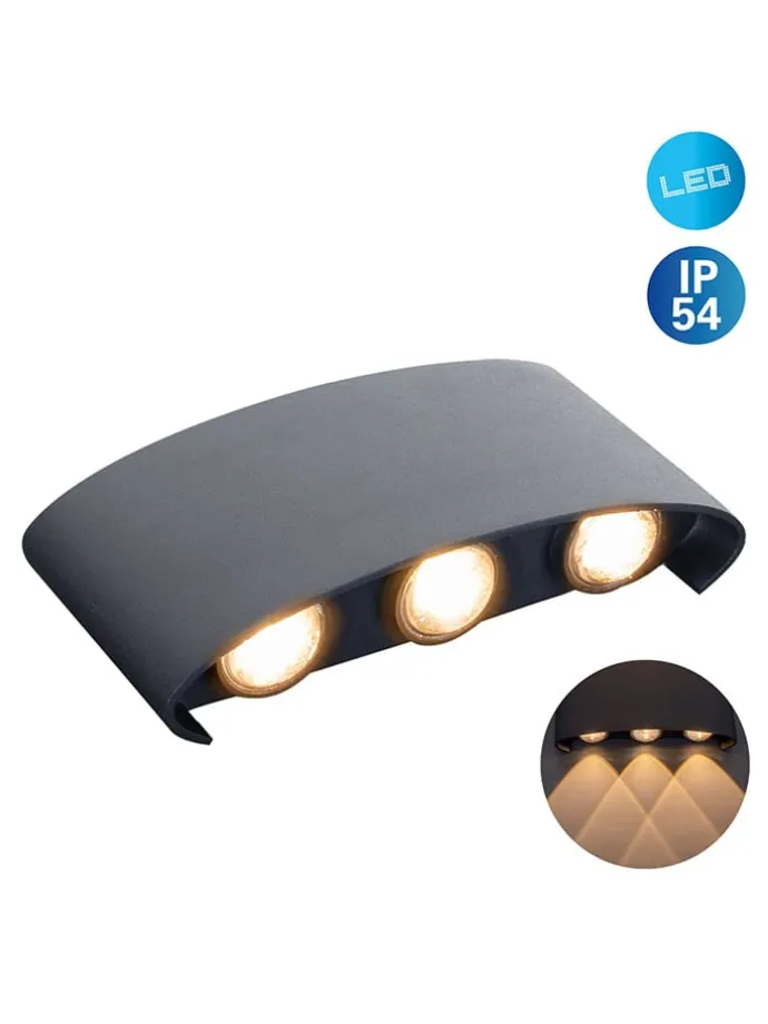 LED-Außenwandleuchte "Auron" in Schwarz - EEK G (A bis G) - (B)14 cm