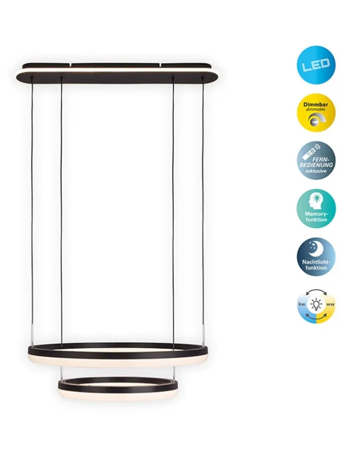 LED-CCT-Hängeleuchte "Circulo" in Schwarz/ Creme - EEK G (A bis G)