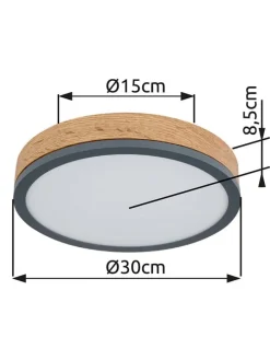 LED-Deckenleuchte "Doro" in Hellbraun/ Grau - Ø 30 cm