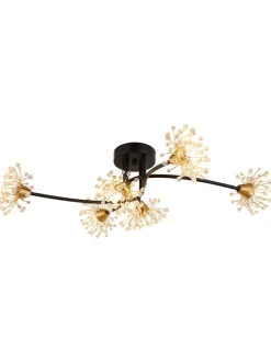 LED-Deckenleuchte "Fiore" in Schwarz/ Gold - (B)74 x (H)22 x (T)43 cm