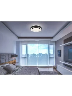 LED-Deckenleuchte in Schwarz/ Weiß - (H)7,5 x Ø 38 cm