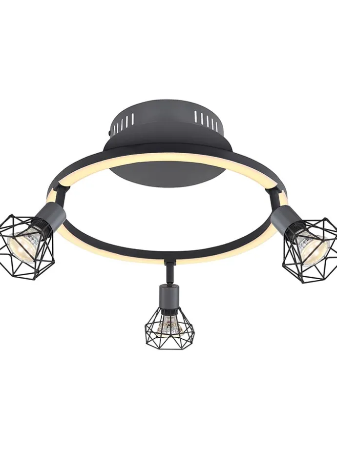 LED-Deckenleuchte "Jutta" in Anthrazit/ Gold - (L)46 x (B)38,5 x (H)20 cm