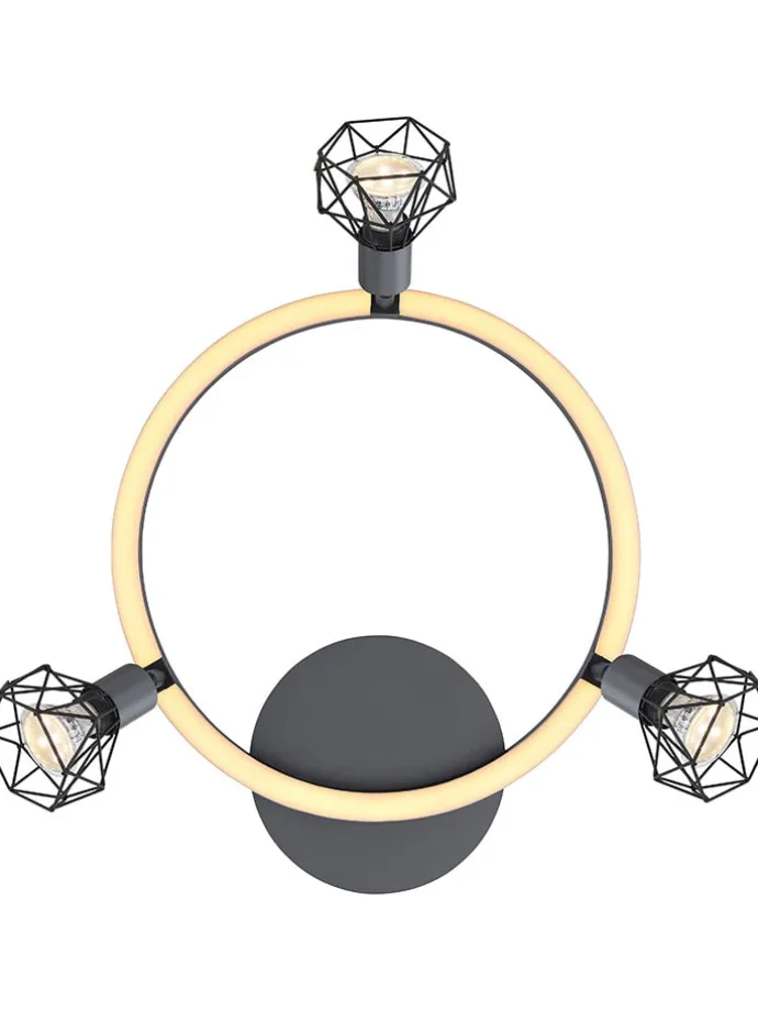 LED-Deckenleuchte "Jutta" in Anthrazit/ Gold - (L)46 x (B)38,5 x (H)20 cm