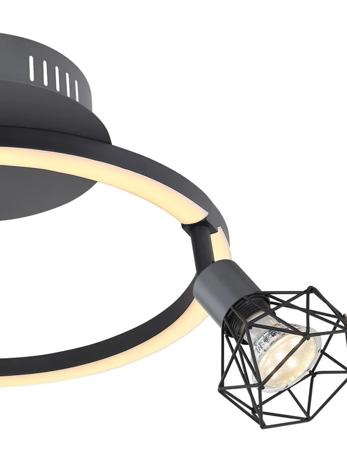 LED-Deckenleuchte "Jutta" in Anthrazit/ Gold - (L)46 x (B)38,5 x (H)20 cm