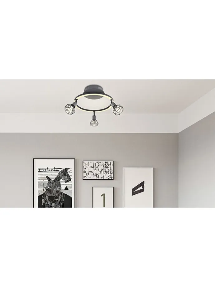 LED-Deckenleuchte "Jutta" in Anthrazit/ Gold - (L)46 x (B)38,5 x (H)20 cm