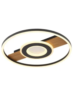 LED-Deckenleuchte "Pikara" in Schwarz/ Hellbraun - (H)5,5 x Ø 40,5 cm