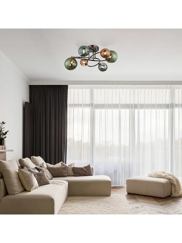 LED-Deckenleuchte "Riha" in Blau/ Grün/ Petrol - (H)25 x Ø 6,5 cm