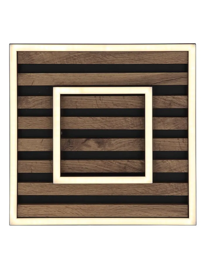 LED-Deckenleuchte "Woody" in Braun - (B)30 x (H)6 x (T)30 cm