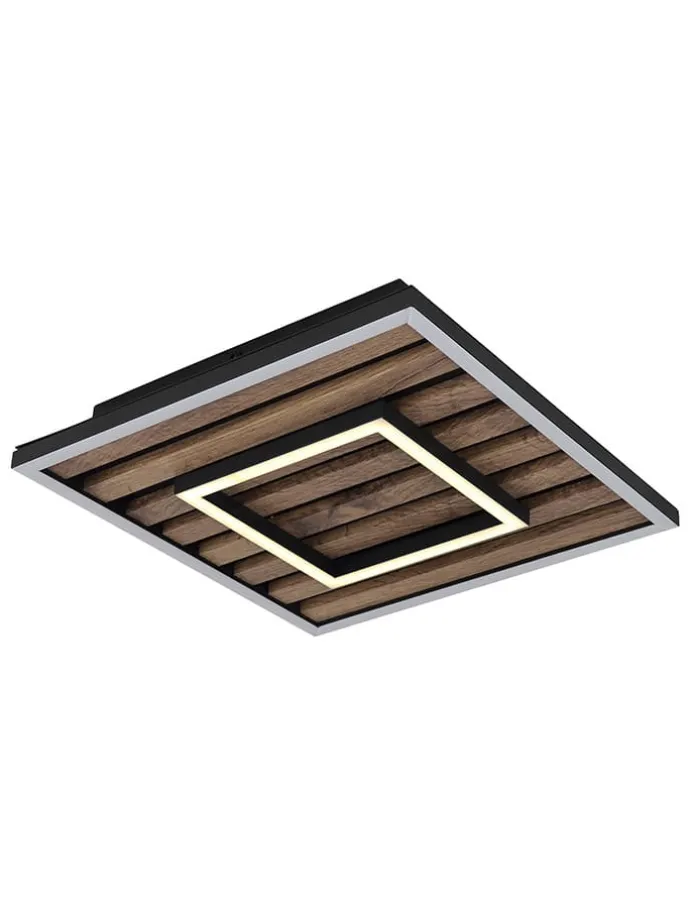LED-Deckenleuchte "Woody" in Braun - (B)30 x (H)6 x (T)30 cm