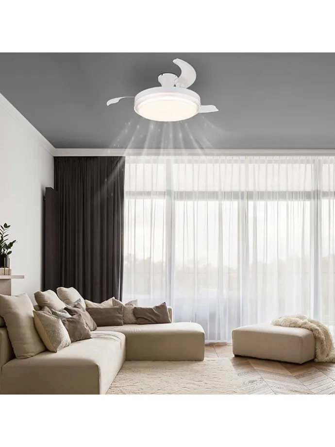 LED-Deckenventilator "Beliz" in Weiß - (H)27,5 x Ø 10,6 cm