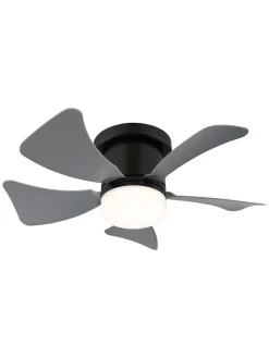 LED-Deckenventilator "Hinea" in Schwarz - (H)13 x Ø 40,6 cm