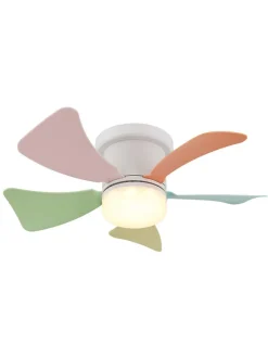 LED-Deckenventilator "Hinea" in Weiß/ Bunt - (H)13 x Ø 40,6 cm