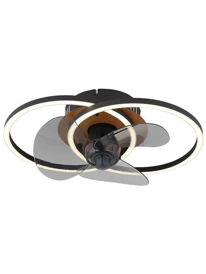 LED-Deckenventilator "Karen" in Schwarz - (B)42 x (H)14,4 x (T)28 cm