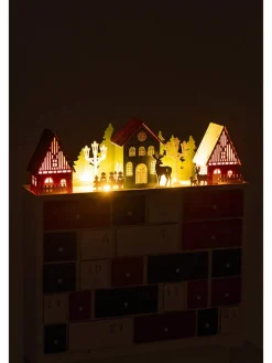 LED-Deko-Adventskalendar in Rot/ Grün/ Weiß - (B)38 x (H)41 cm