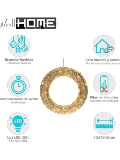 LED-Dekoanhänger in Gold - Ø 40 cm