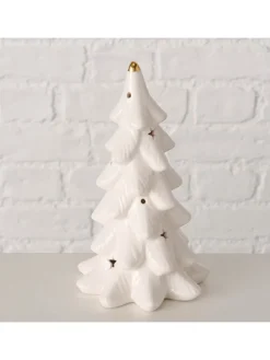 LED-Dekoaufsteller "Branca" in Weiß/ Gold - (B)12 x (H)21 x (T)12 cm