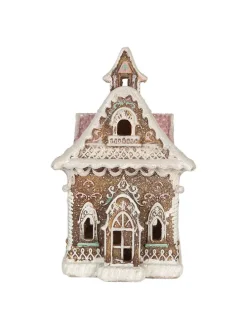 LED-Dekohaus in Hellbraun - (B)16 x (H)25 x (T)15 cm