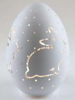 LED-Dekoleuchte ''Ei Hase'' in Weiß - (H)17 x Ø 12 cm