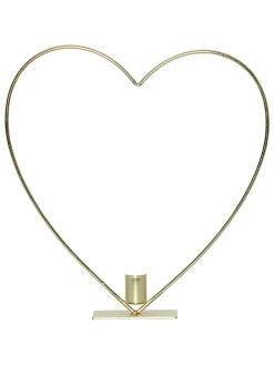LED-Dekoleuchte "Flamme Heart" in Gold - (B)28 x (H)28 cm