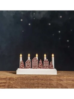 LED-Dekoleuchte "Yuletide" in Weiß/ Braun - (B)28 x (H)14,5 x (T)5 cm