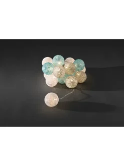 LED-Dekolichterkette "Baumwollkugeln" in Hellblau/ Grau/ Weiß