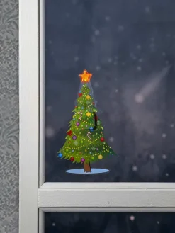 LED-Fensterdekoration "Windo" in Grün - (B)14 x (H)23,5 cm