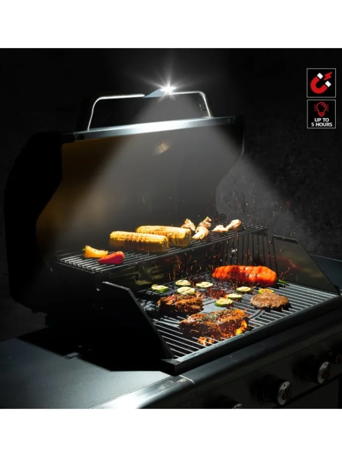 LED-Grilllampe mit Li-Ionen-Akku für Leuchtdauer von bis zu 5 Std.